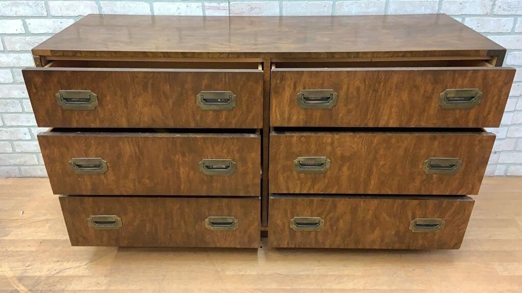 Vintage Campaign Style Dresser and Headboard by Dixie Campaigner Collection - 2 Piece Set