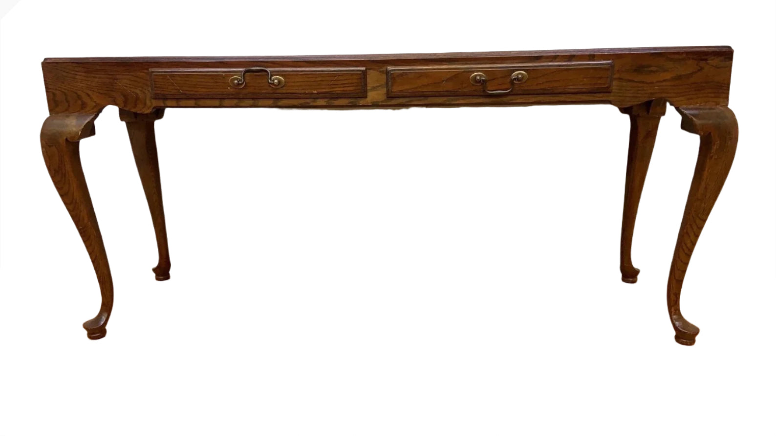 Vintage Drexel Chatham Oaks Collection Chippendale Style Oak Console Table Desk