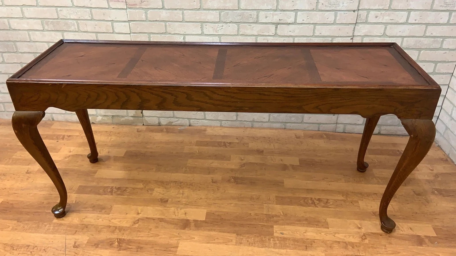 Vintage Drexel Chatham Oaks Collection Chippendale Style Oak Console Table Desk