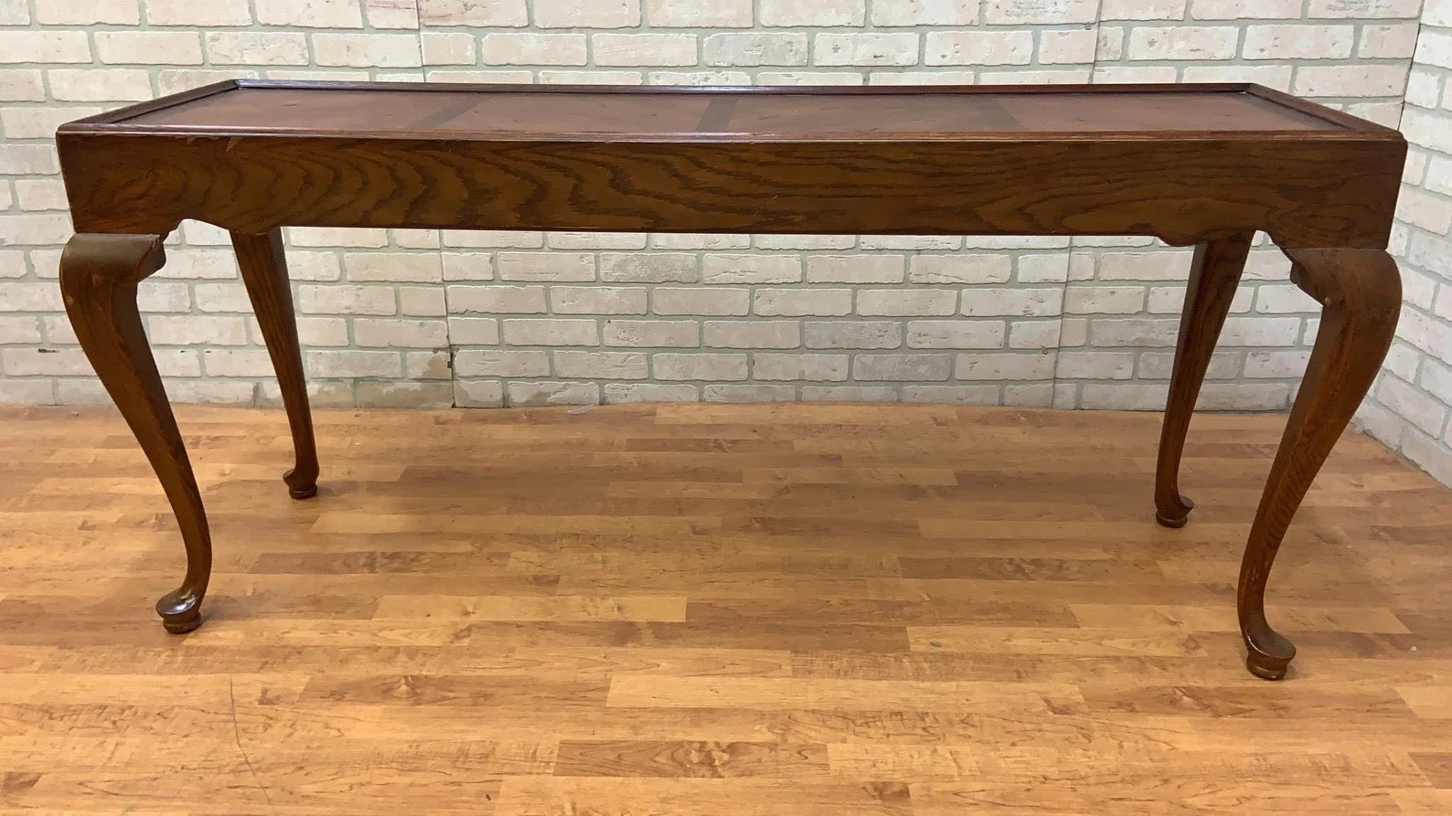 Vintage Drexel Chatham Oaks Collection Chippendale Style Oak Console Table Desk