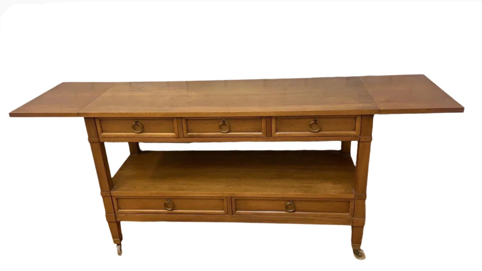 Hollywood Regency Drop Leaf Rolling Bar Server with Drawer Storage by Sleigh Furniture