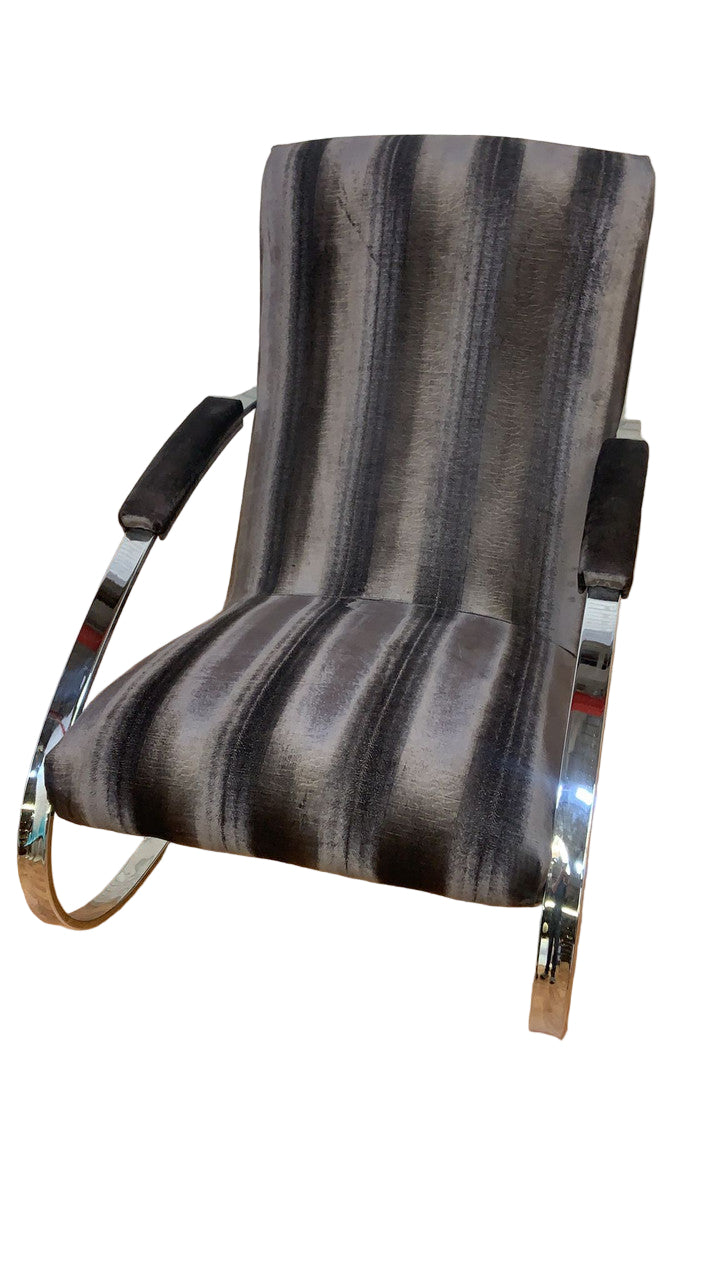 Mid Century Modern Chrome Rocking Chair by Guido Faleschini Newly Reupholstered