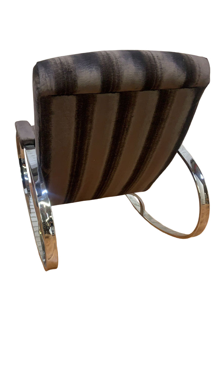 Mid Century Modern Chrome Rocking Chair by Guido Faleschini Newly Reupholstered