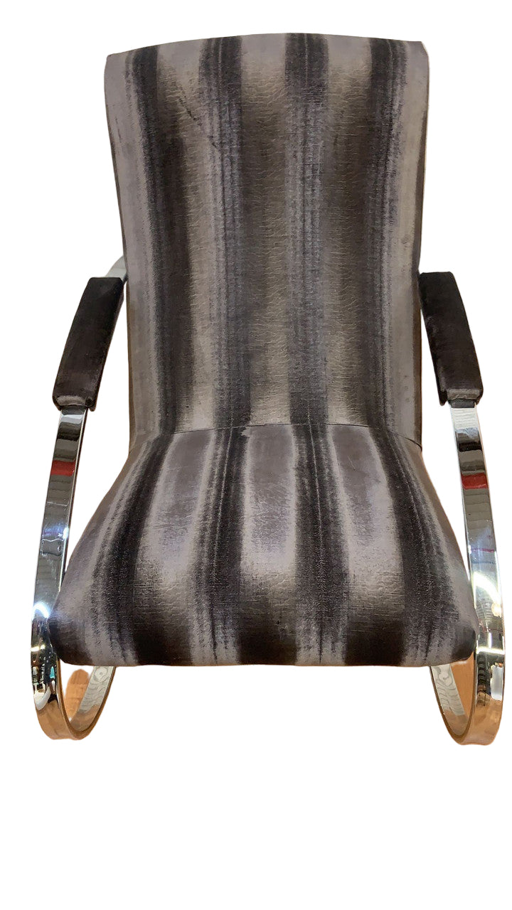 Mid Century Modern Chrome Rocking Chair by Guido Faleschini Newly Reupholstered