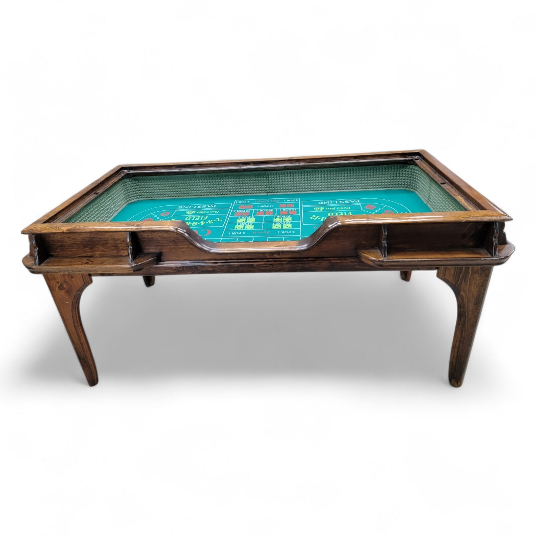 Vintage Classic English Pub Style Walnut Craps Table