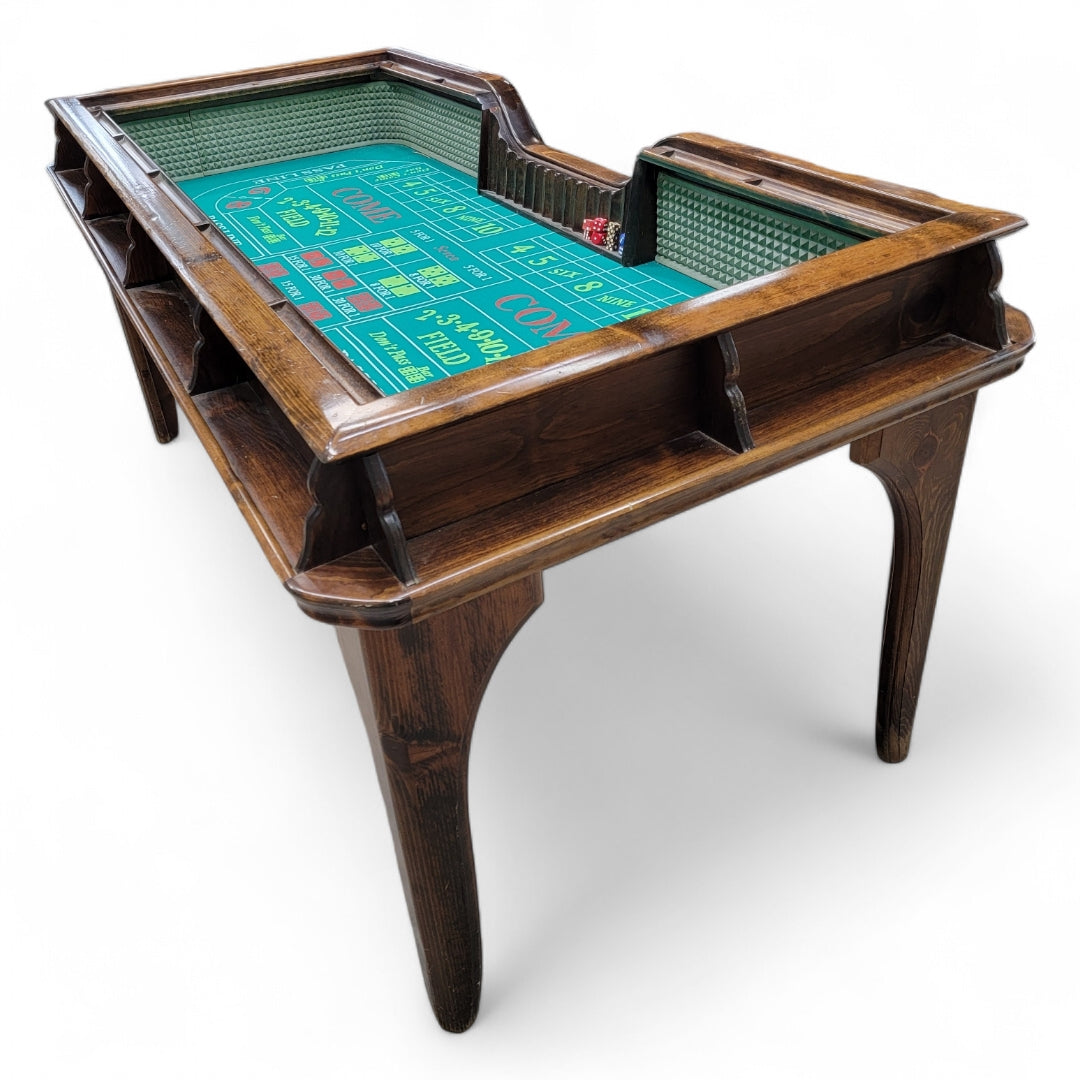 Vintage Classic English Pub Style Walnut Craps Table