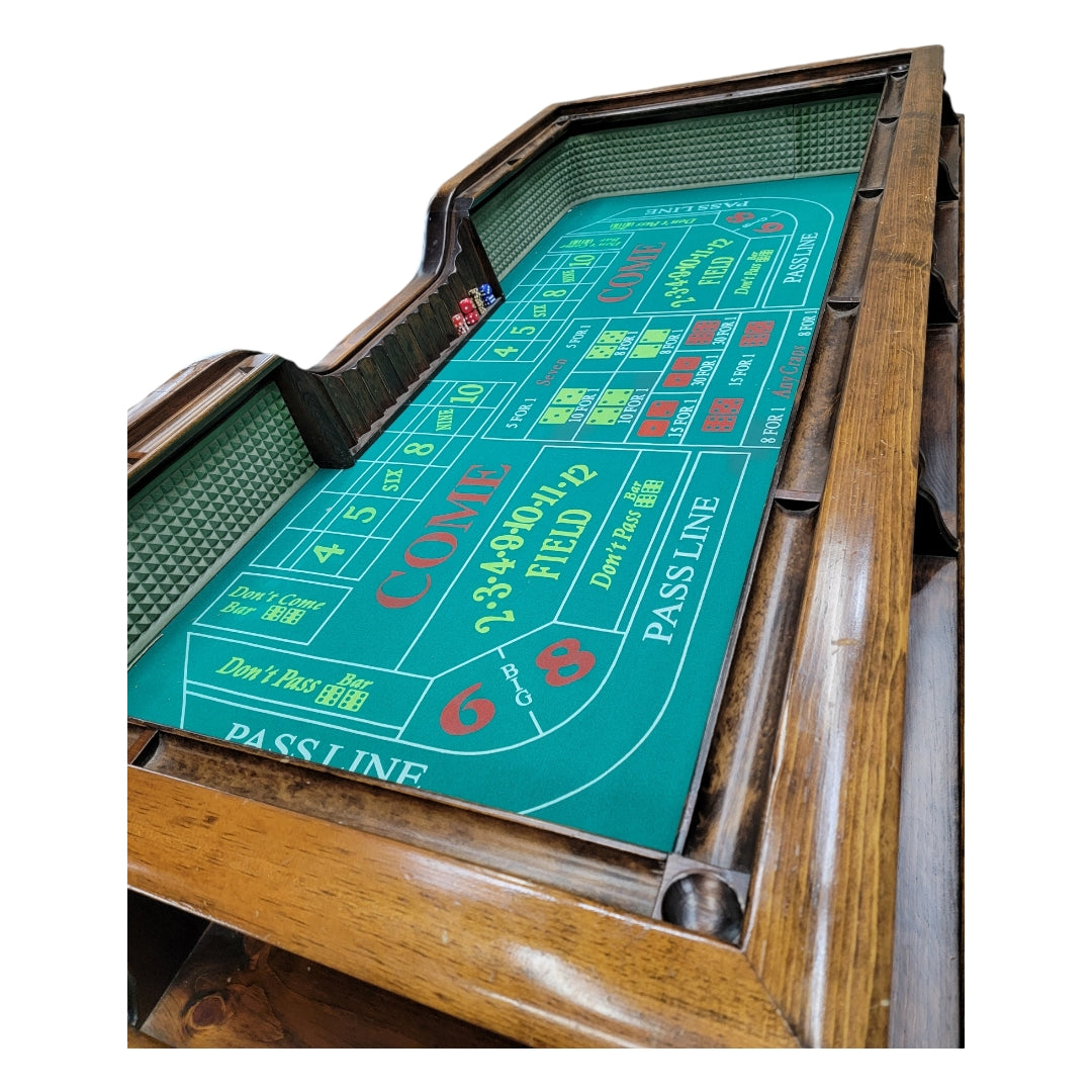 Vintage Classic English Pub Style Walnut Craps Table