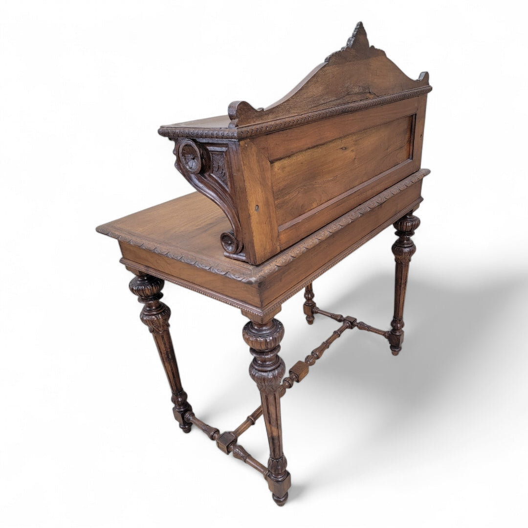 Antique French Carved Oak Petite Writing Desk
