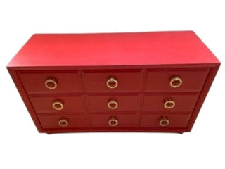 Mid Century Modern Red Dresser by John Widdicomb