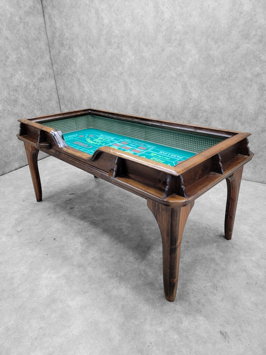 Vintage Classic English Pub Style Walnut Craps Table