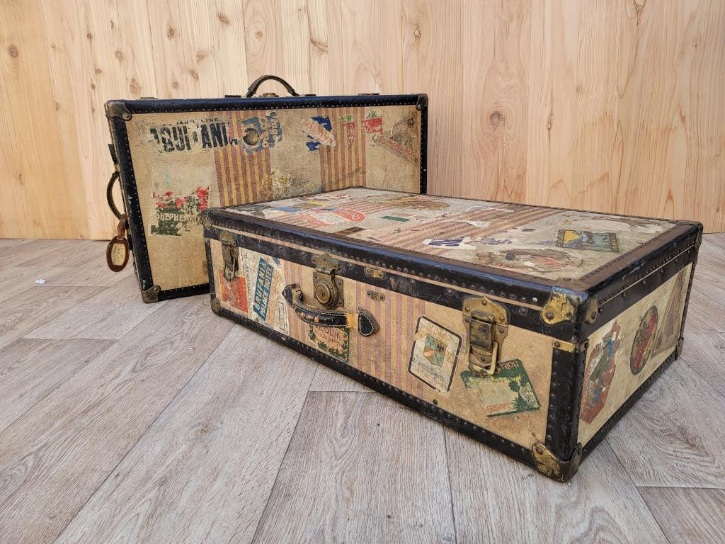 Vintage Trunk Style Travel Luggage - Set of 2