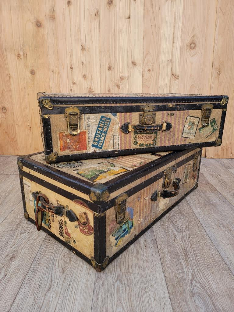 Vintage Trunk Style Travel Luggage - Set of 2