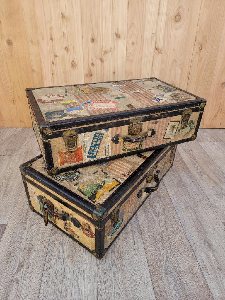 Vintage Trunk Style Travel Luggage - Set of 2