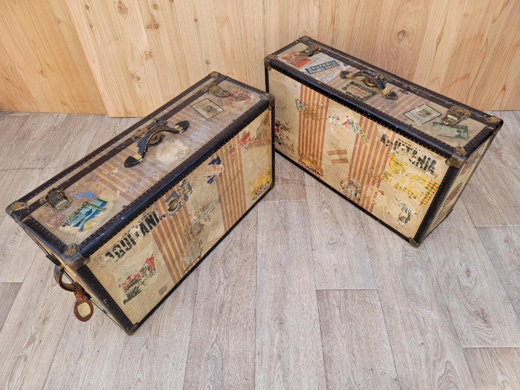 Vintage Trunk Style Travel Luggage - Set of 2