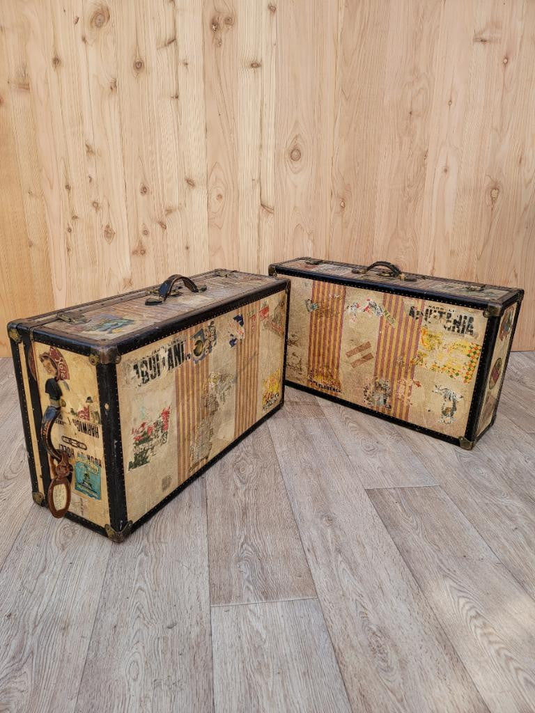 Vintage Trunk Style Travel Luggage - Set of 2