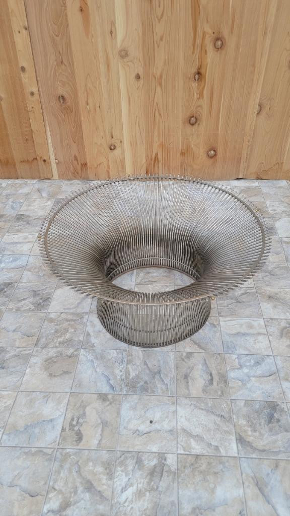 Mid Century Modern Warren Platner for Knoll Circular Wire Base Glass Top Coffee Table