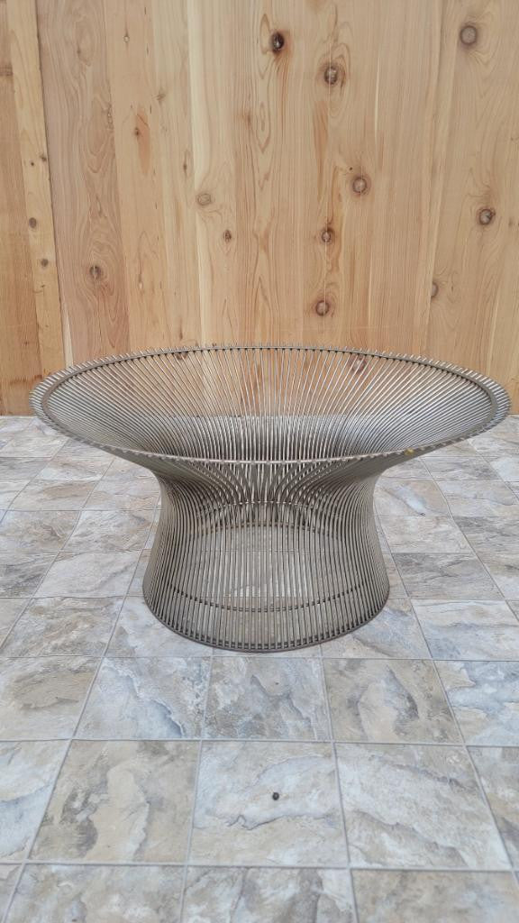 Mid Century Modern Warren Platner for Knoll Circular Wire Base Glass Top Coffee Table