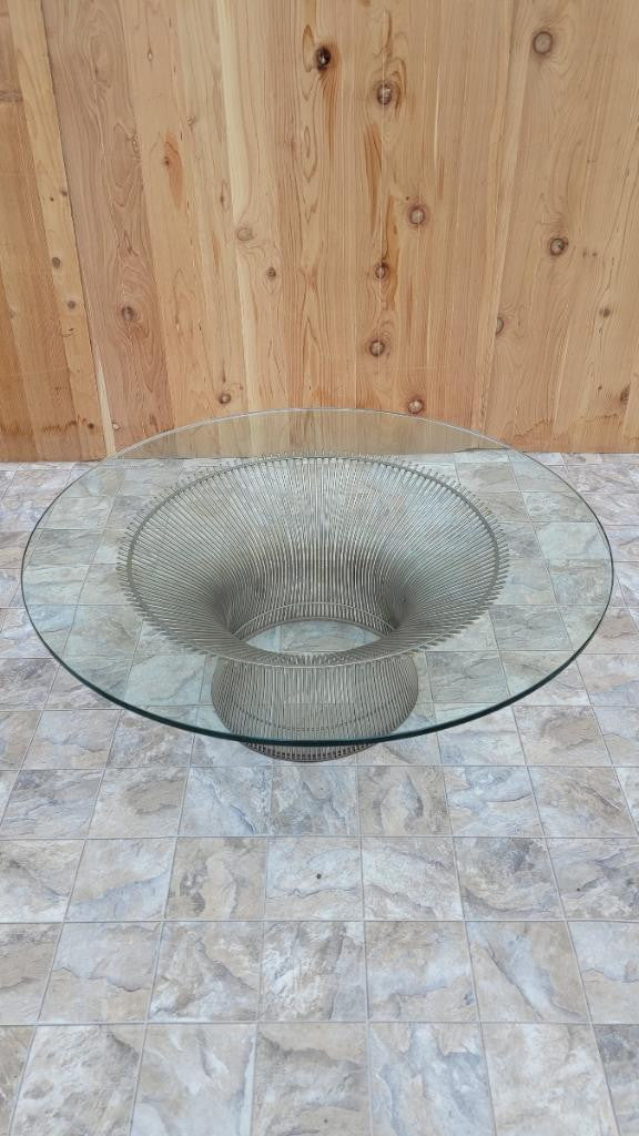 Mid Century Modern Warren Platner for Knoll Circular Wire Base Glass Top Coffee Table