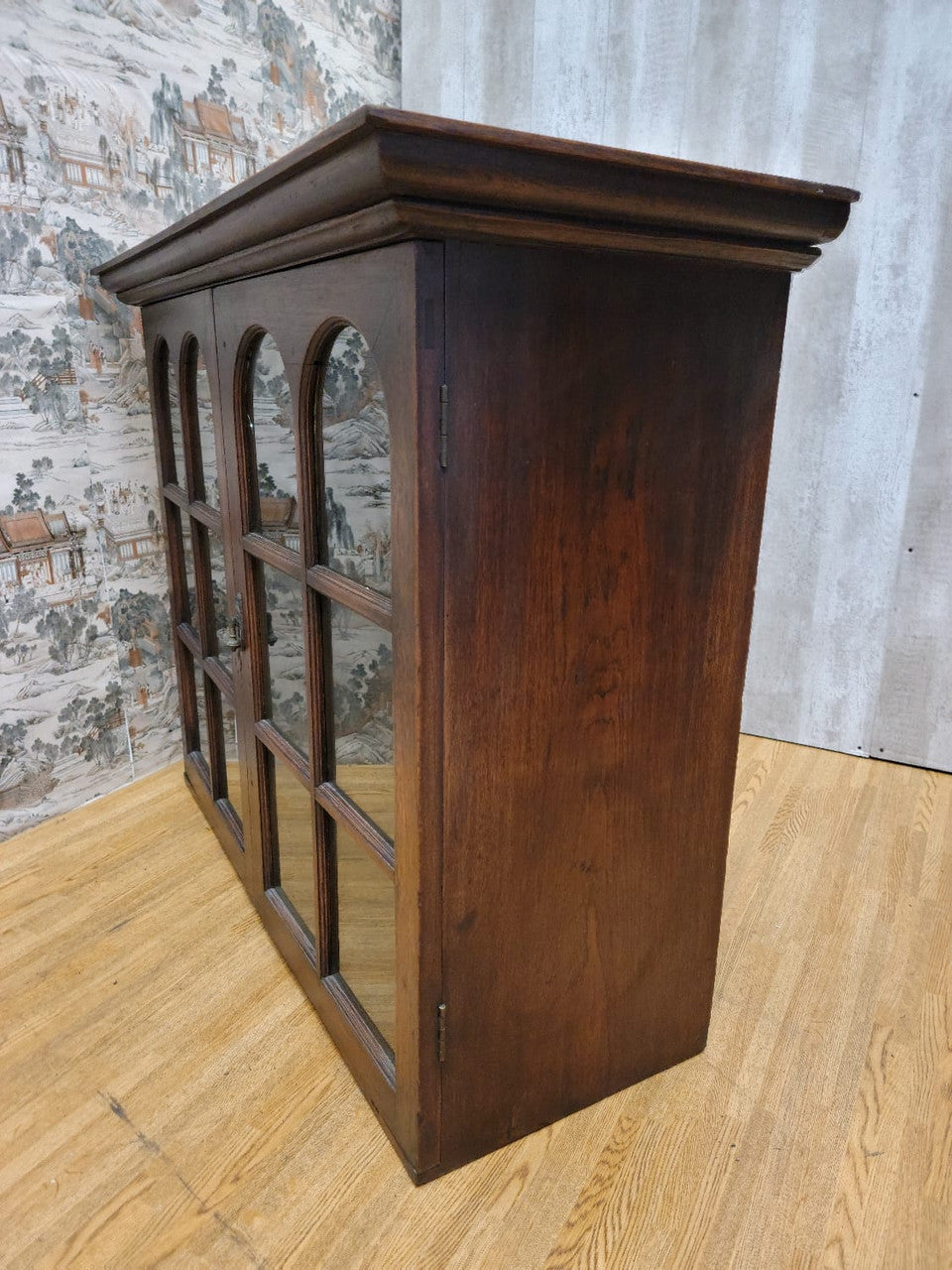 Antique Thai British Colonial Teak and Glass Display Cabinet/Bookcase