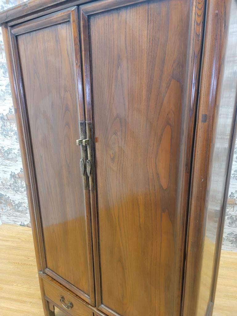 Antique Shanxi Province Tall 2 Drawer Elmwood Cabinet