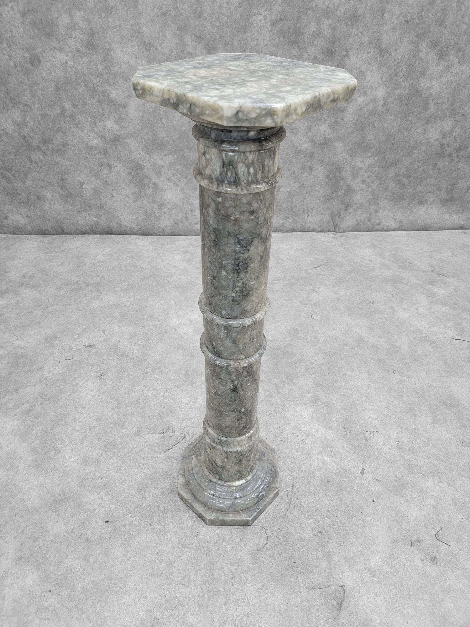 Antique Neoclassical Carved Grey Marble Display Sculpture Pedestal