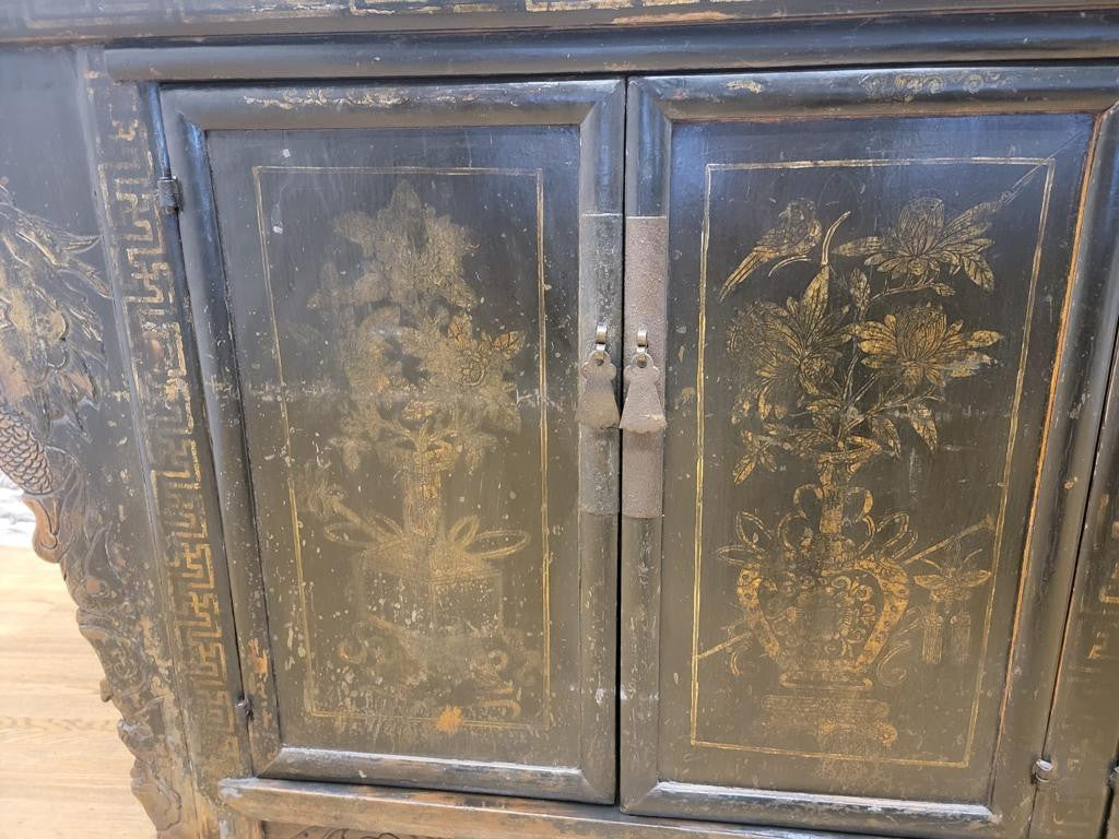 Antique Shanxi Province Original Hand Painted Elmwood Sideboard