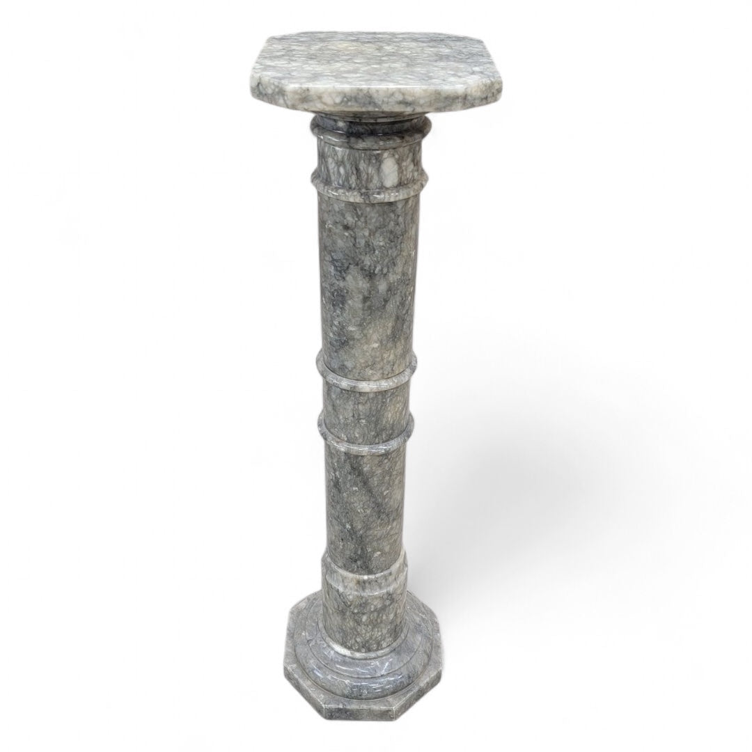 Antique Neoclassical Carved Grey Marble Display Sculpture Pedestal