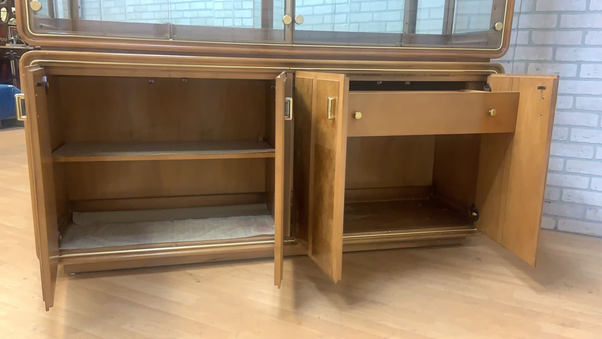 Art Deco American of Martinsville Burlwood China Cabinet