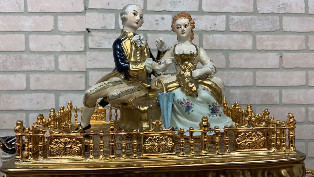 Antique Franz Hermle Monumental Capodimonte Style Vienna Porcelain Sculpted Mantel Clock/Centerpiece
