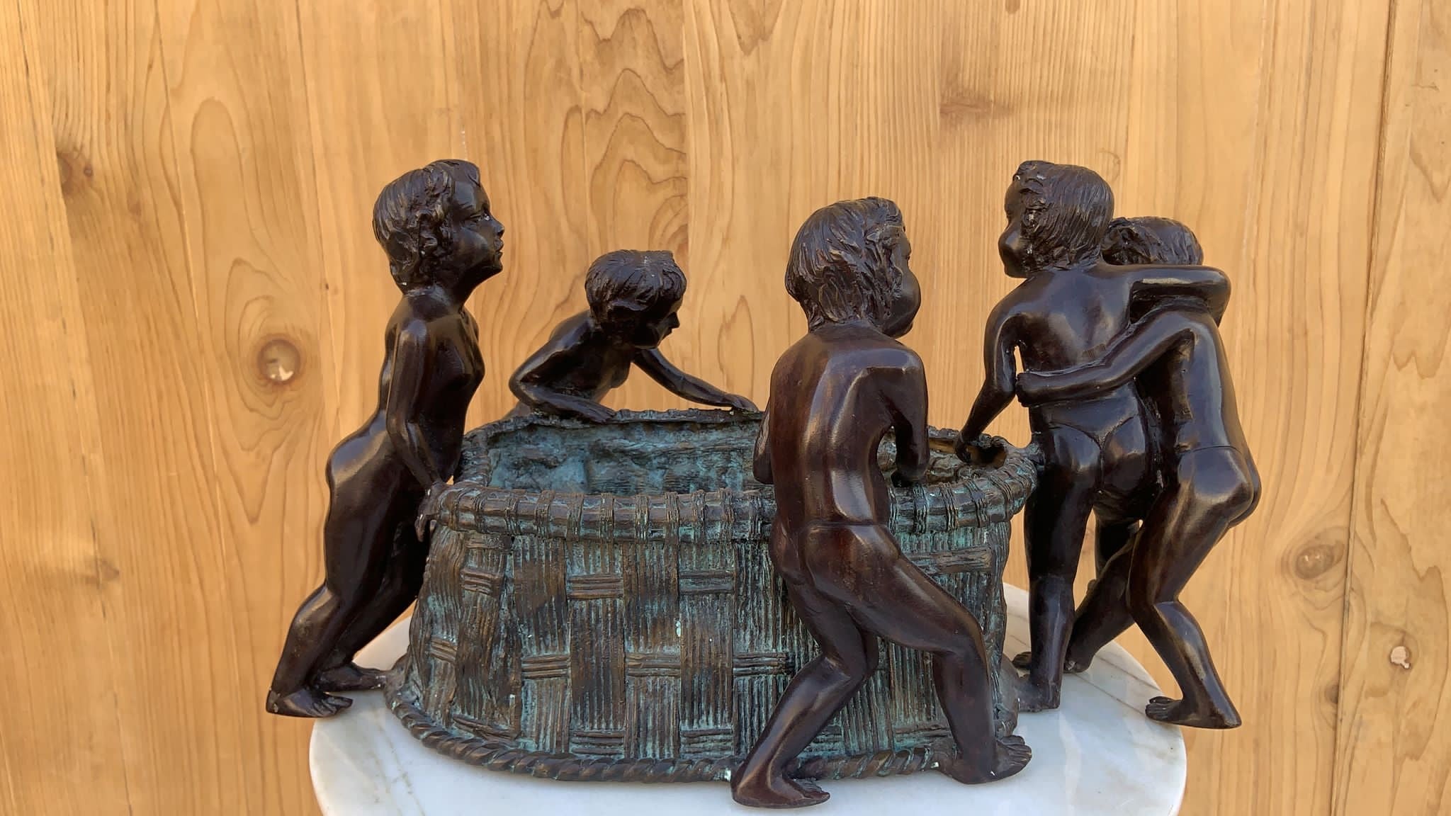 Maitland Smith Bronze Planter with Five Boys