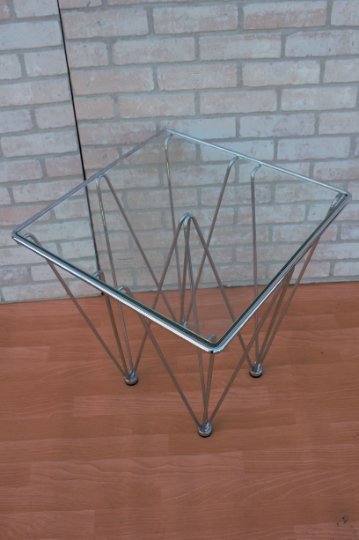 Mid Century Modern Geometric Inverted Pyramidal Cocktail Side Table