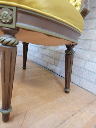 Hollywood Regency Grosfeld House Asymmetrical Tufted Boudoir Chairs Silk - Pair