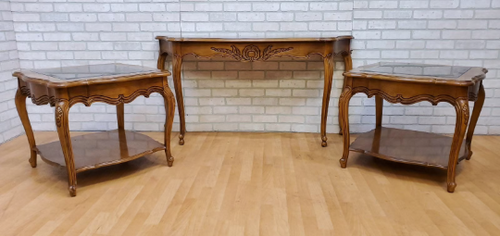 Vintage French Country Console Table and 2 Side Tables by Thomasville Furniture - 3 Piece Set