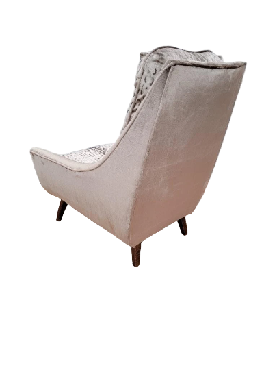 Mid Century Modern Adrian Pearsall Style High Back Lounge Chair Newly Reupholstered in Velvet