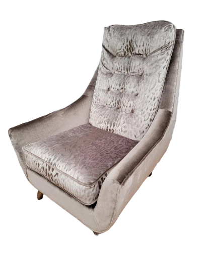 Mid Century Modern Adrian Pearsall Style High Back Lounge Chair Newly Reupholstered in Velvet