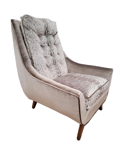 Mid Century Modern Adrian Pearsall Style High Back Lounge Chair Newly Reupholstered in Velvet