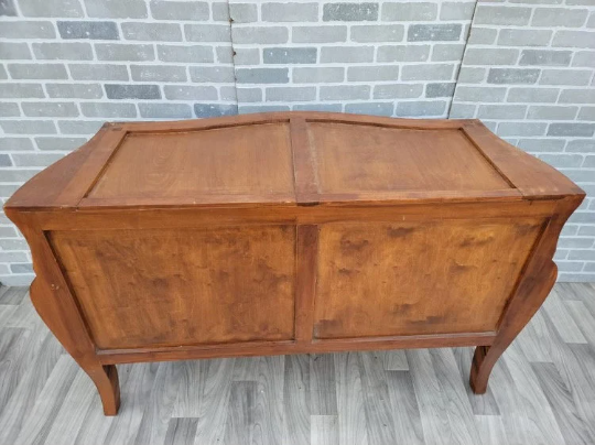 Antique French Louis XIV Style Rosewood Tombeau Serpentine Marble Top Commode