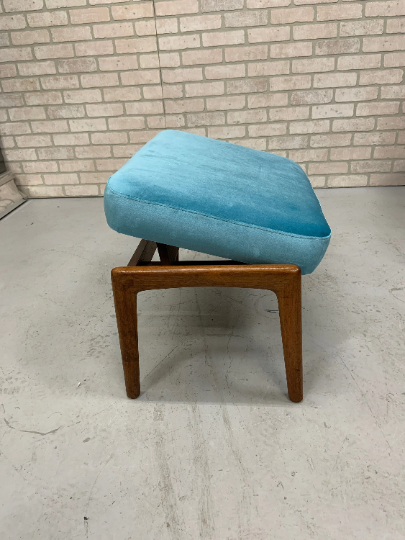 Mid Century Modern Danish Folke Ohlsson Teak Lounge Chair and Ottoman Newly Reupholstered