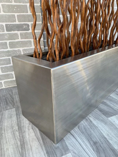 Vintage Rustic Industrial Willow Branches in Planter Box Screen/Room Divider Separator