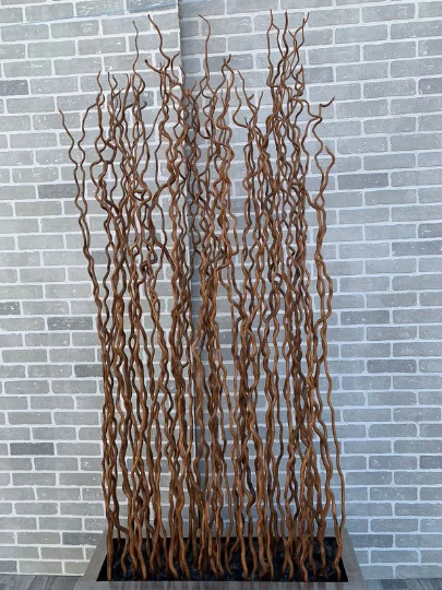 Vintage Rustic Industrial Willow Branches in Planter Box Screen/Room Divider Separator