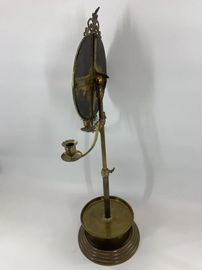 Antique Victorian Gilded Bronze Table Mirror/Candle Holder Sconce Fixture