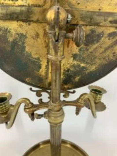 Antique Victorian Gilded Bronze Table Mirror/Candle Holder Sconce Fixture