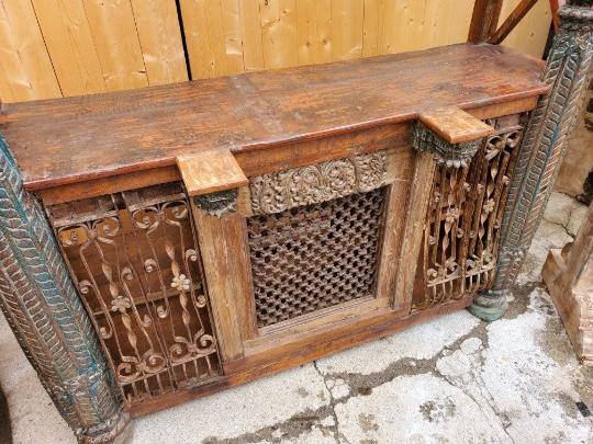 Antique Rustic Carved Ornate Stand Alone Bar