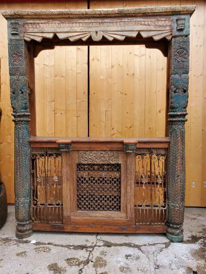 Antique Rustic Carved Ornate Stand Alone Bar