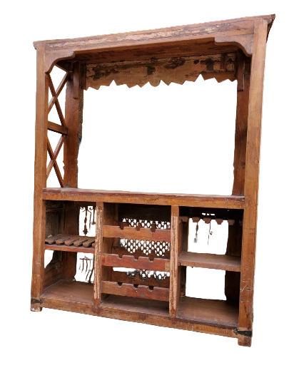 Antique Rustic Carved Ornate Stand Alone Bar