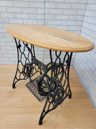 Vintage Industrial Custom Singer Sewing Machine Treadle Table