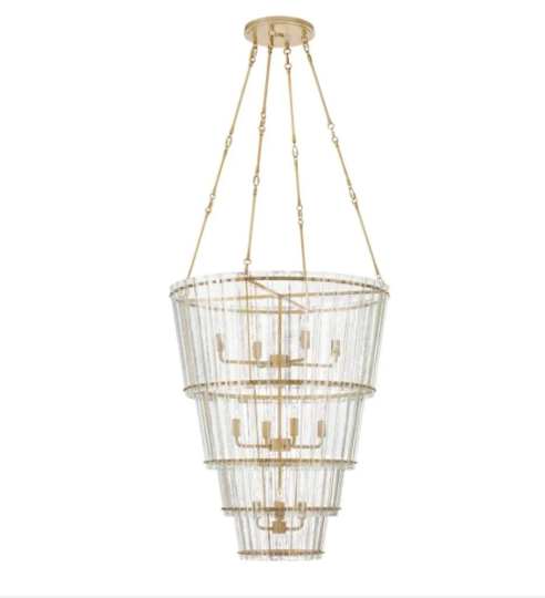 Cadence Waterfall Antique Brass 12 Lamp Chandelier