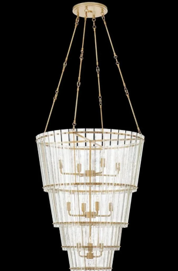 Cadence Waterfall Antique Brass 12 Lamp Chandelier