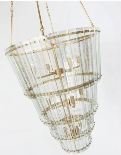 Cadence Waterfall Antique Brass 12 Lamp Chandelier