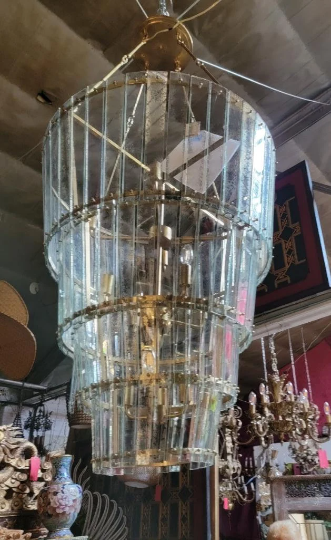 Cadence Waterfall Antique Brass 12 Lamp Chandelier